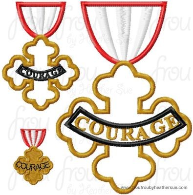 Coward Lion's Badge of Courage Oz Machine Applique and Filled Embroidery Design, Multiple Sizes INCLUDING 1, 2,3,4, 7, and 8 INCH
