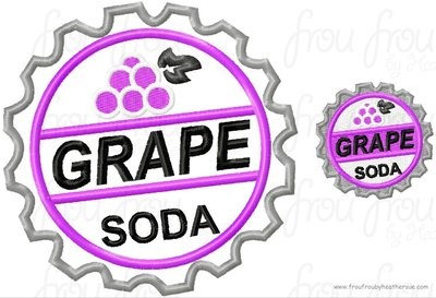 Elly's Badge Grape Soda U. P. Machine Applique Embroidery Design 2, 4, 5, and 6 inch