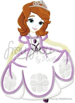 Princess Sofie the First Machine Applique Embroidery Design, multiple sizes including 4 inch