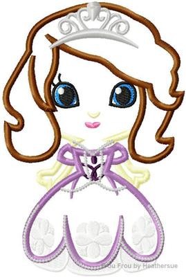 Little Cutie Princess Sofie the First Machine Applique Embroidery Design, multiple sizes including 4 inch
