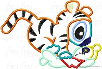 Lila's Alien as Tiger P0oh Machine Applique Embroidery Design, Multiple Sizes, including 4 inch