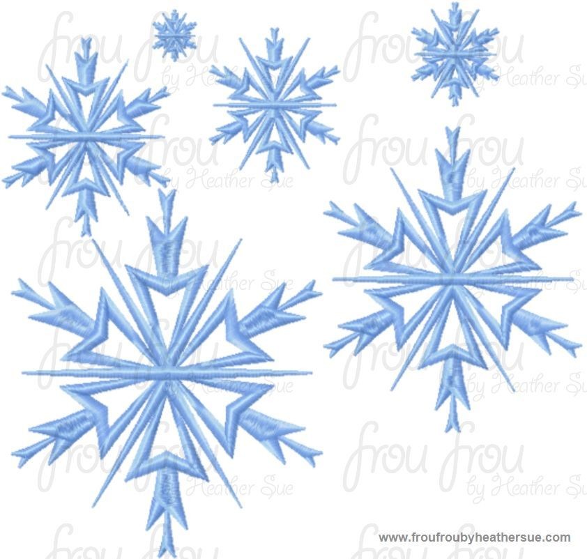 Snowflake One Freezing Machine Embroidery Design, multiple sizes including 1, 2, 3, 4, 5, and 6 inch