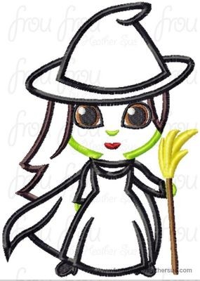 Wicked Witch Oz Little Cutie Machine Applique Embroidery Design, Multiple Sizes , including 4 inch