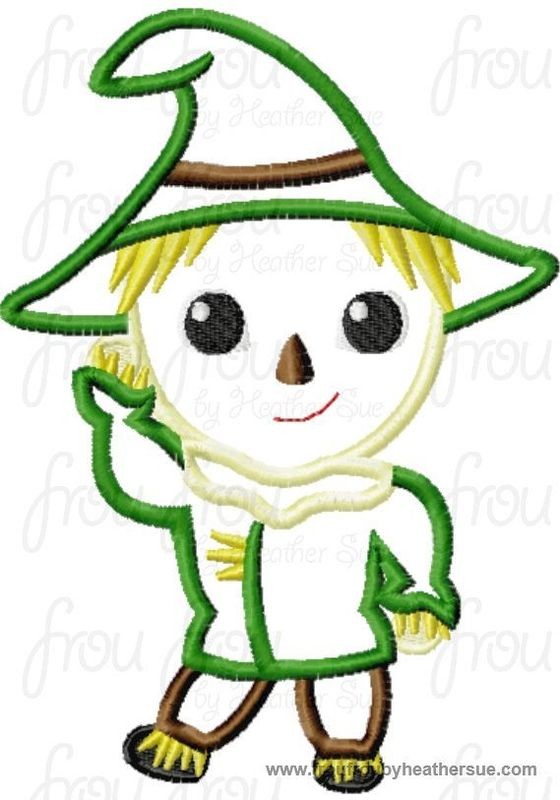 Scarecrow Oz Little Cutie Machine Applique Embroidery Design, Multiple Sizes , including 4 inch