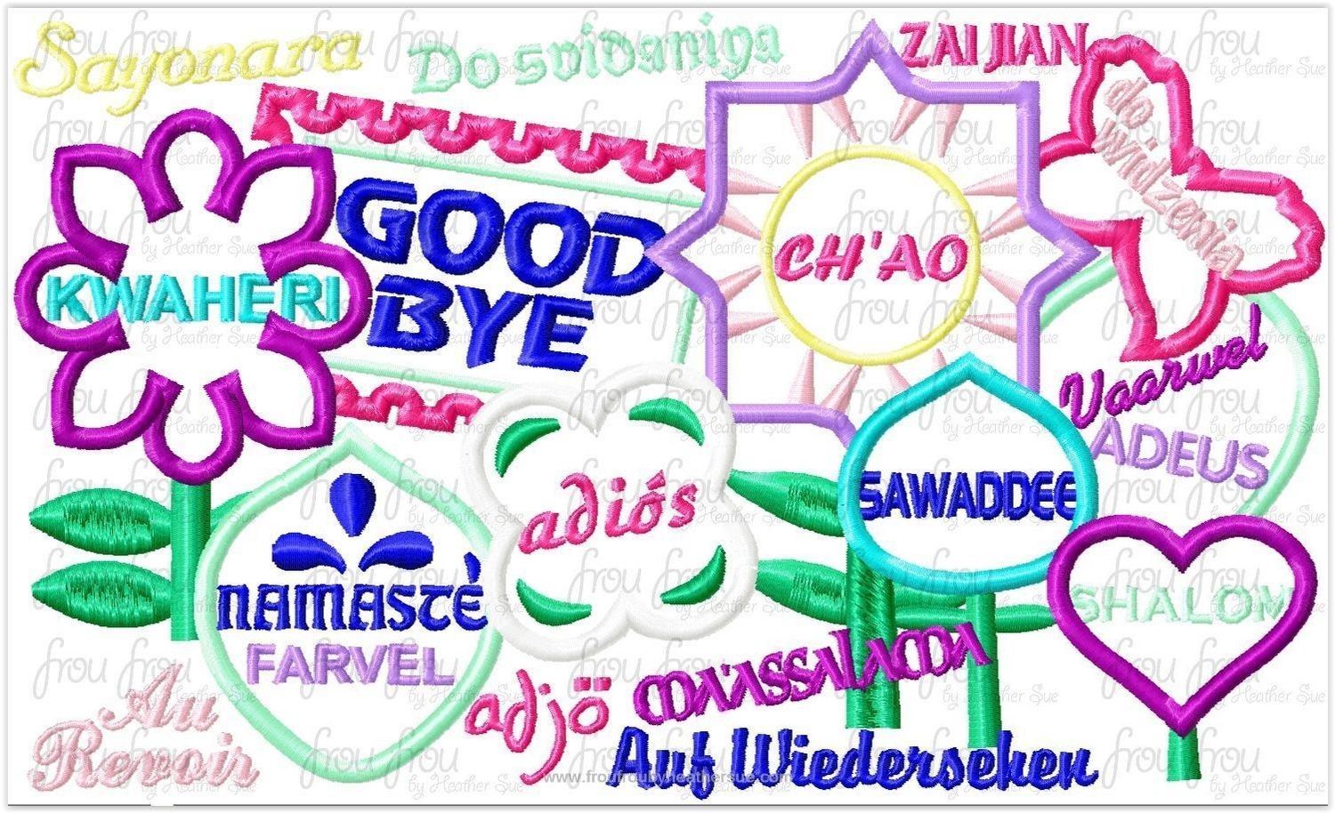 Goodbye Signs It&#39;s a Small Globe Ride Machine Applique Embroidery Design, Multiple Sizes including 4&quot;-16&quot;