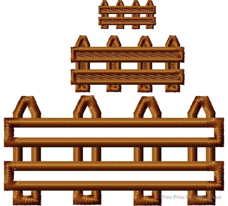 Picket Fence FArm Machine Applique Embroidery Design, multiple sizes, some include 1, 2, 3, 4, 7, and 9 inch