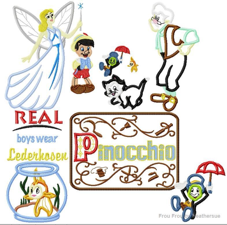 Wooden Boy Puppet NINE Design SET  Machine Applique Embroidery Designs, Multiple sizes including 4 inch