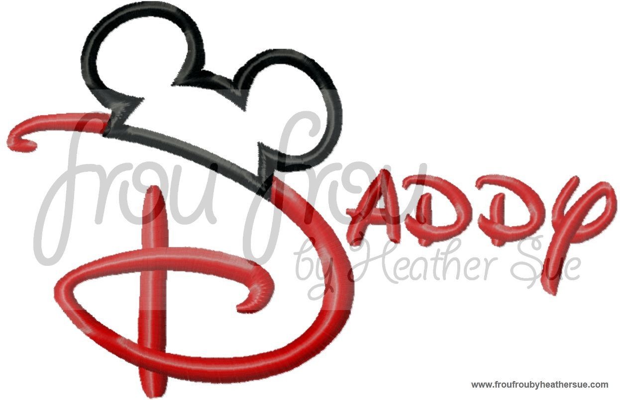 Daddy wording with Mouse Ears Machine Applique Embroidery Design, Multiple sizes including 4 inch
