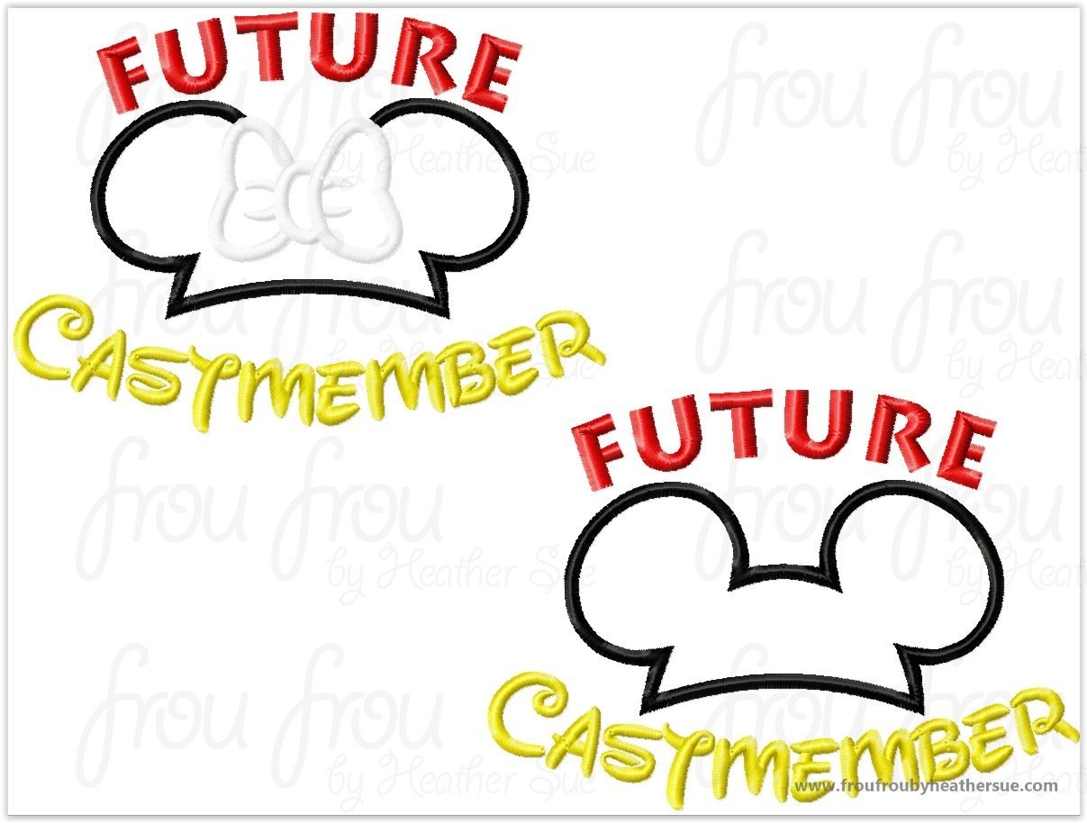 Future Castmember Mister and Miss Mouse ears TWO Design SET Machine Applique Embroidery Design, Multiple Sizes, including 4 inch