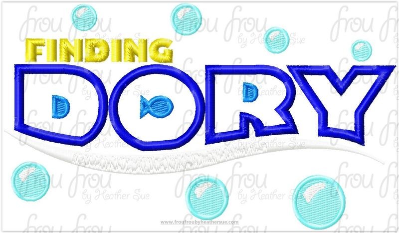 Finding Dorine Logo Wording Machine Applique Embroidery Design, Multiple Sizes, INCLUDING 4&quot;-16&quot;