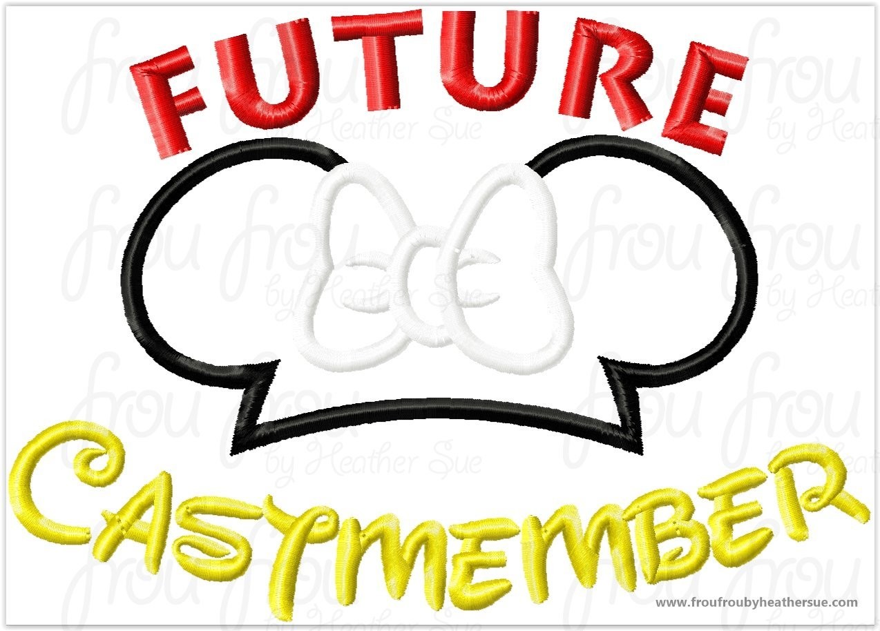 Future CastmemberMiss Mouse ears Machine Applique Embroidery Design, Multiple Sizes, including 4 inch