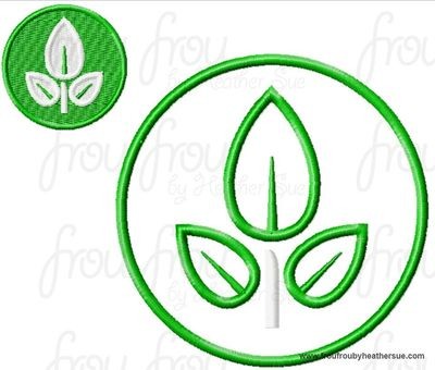 Eva Leaf Symbol Wally Machine Applique Embroidery Design, Multiple sizes including 1, 2, 3, 4, 5, and 6inch