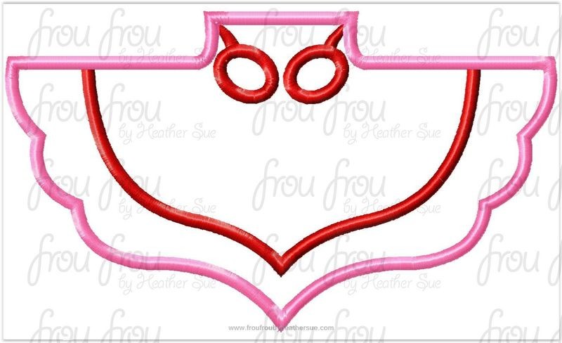 Owl Girl Symbol Pajama Masks Machine Applique Embroidery Design, multiple sizes including 1&quot;-16&quot;