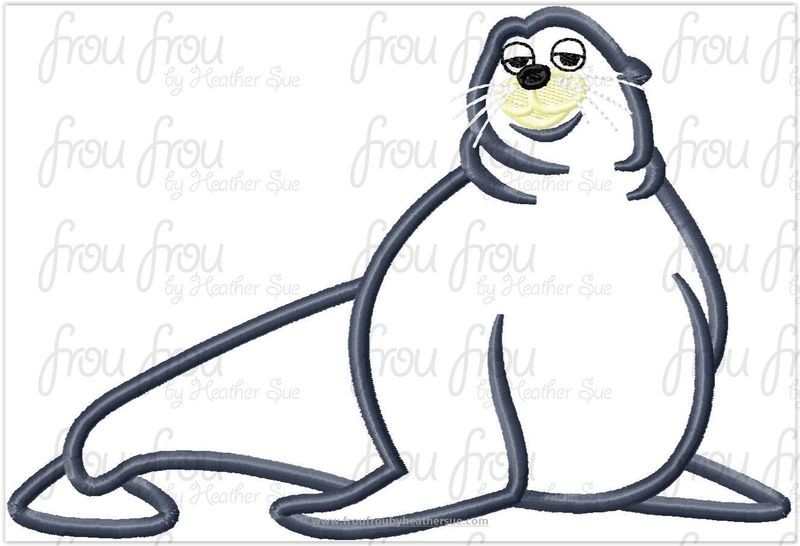 Flume Seal Finding Dorine Machine Applique Embroidery Design, Multiple Sizes, INCLUDING 3&quot;-16&quot;