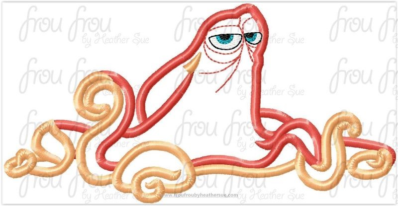 Henry Octopus Finding Dorine Machine Applique Embroidery Design, Multiple Sizes, INCLUDING 4&quot;-16&quot;