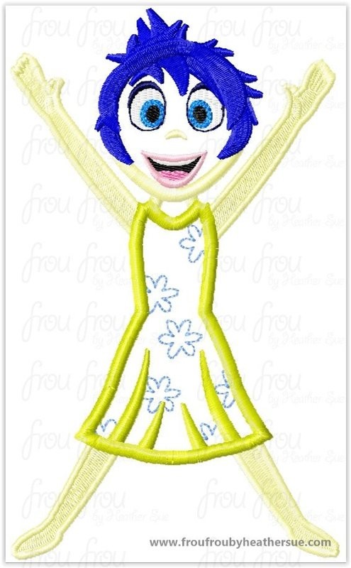 Joyful Emotion In Out Machine Applique Embroidery Design, Multiple Sizes Including 2.5"- 16"