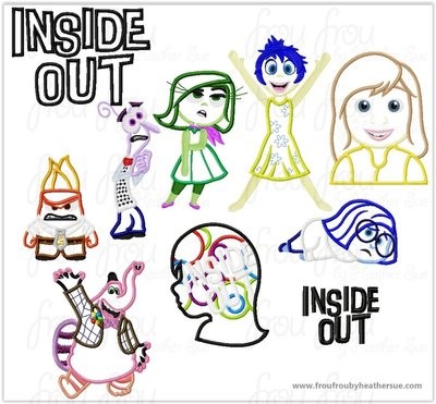 In Out Emotions NINE Design SET Machine Applique Embroidery Design, Multiple Sizes Including 2- 16