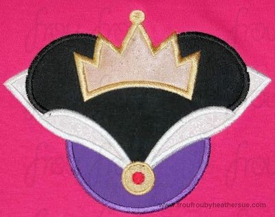 Evil Queen Mouse Head Machine Applique Embroidery Designs, multiple sizes including 4 inch