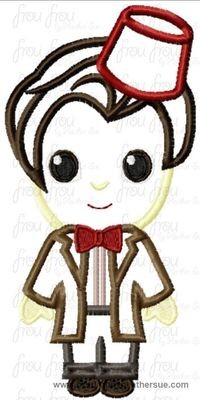 Eleventh Doctor Cutie With Fez Who Machine Applique Embroidery Design Multiple Sizes, including 4 inch