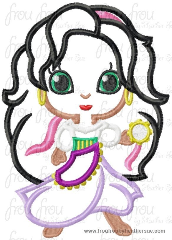 Essy Hunchback Little Cutie Prince Princess Machine Applique Embroidery Design, multiple sizes including 4 inch