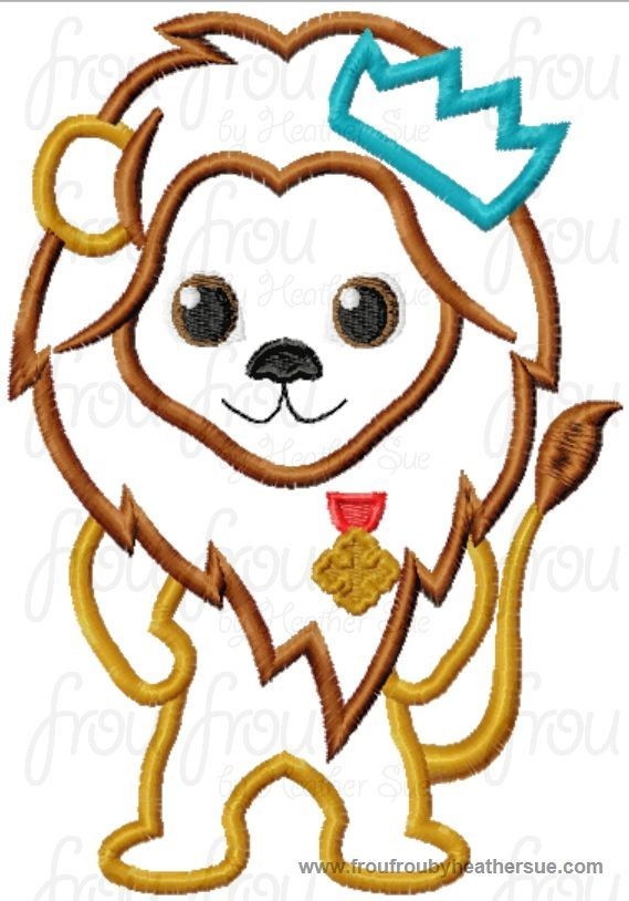 Coward Lion Oz Little Cutie Machine Applique Embroidery Design, Multiple Sizes , including 4 inch