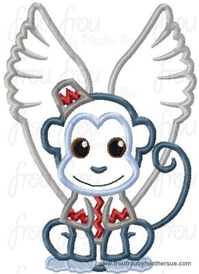 Flying Monkey Oz Little Cutie Machine Applique Embroidery Design, Multiple Sizes , including 4 inch