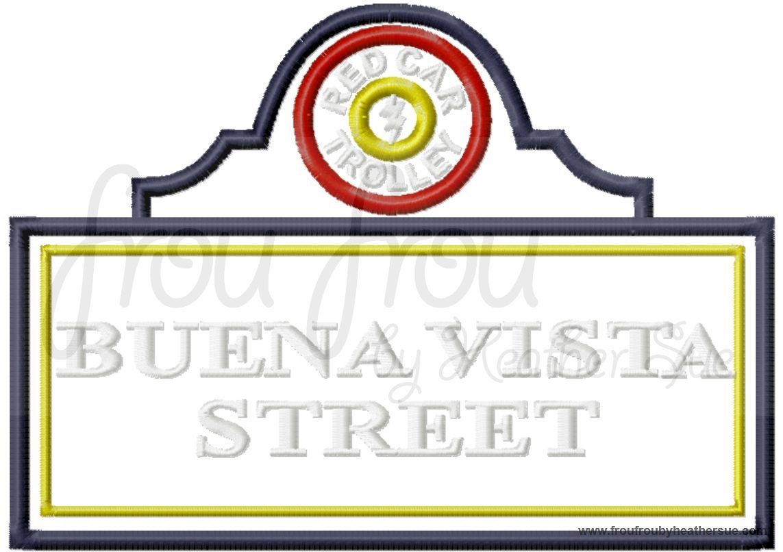 Buena Vista Street Trolley Land Theme Park,  Machine Applique Embroidery Design, Multiple Sizes including 4 inch