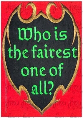 Magic Mirror on the Wall Who Is the Fairest One of All? Evil Queen Snowy White Machine Applique Embroidery Design, Multiple Sizes