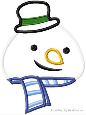 Cold Snowman Doc Stuffins Just Head Machine Applique Embroidery Design, multiple sizes including 1.5 and 2 inch filled