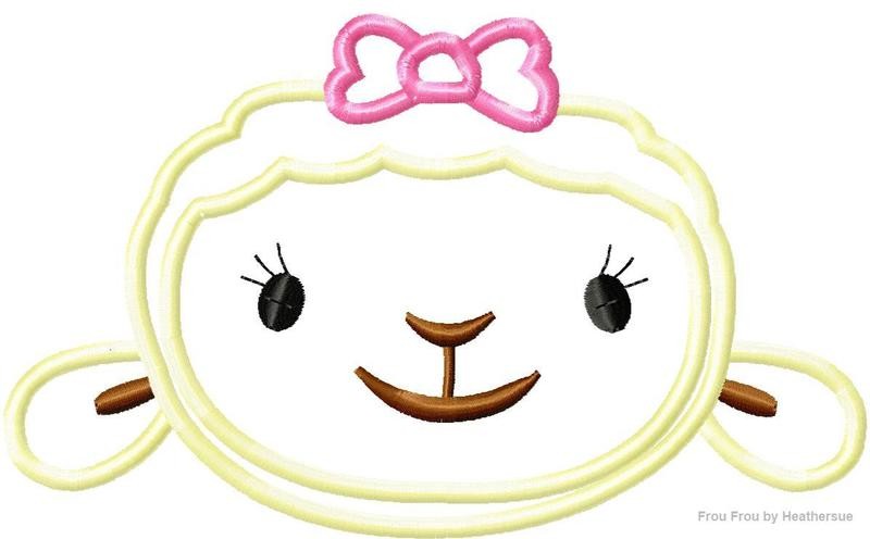 Lamb Doc Stuffins Just Head Machine Applique Embroidery Design, multiple sizes including 1.5&quot; and 2.2&quot; filled
