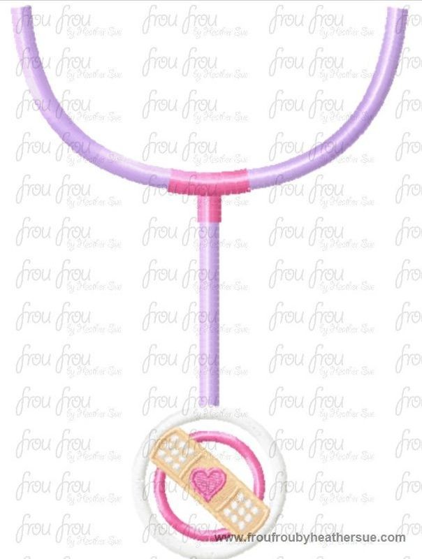 Stethoscope Doc Stuffins Just Head Machine Applique Embroidery Design, multiple sizes including 1.5 and 2 inch filled