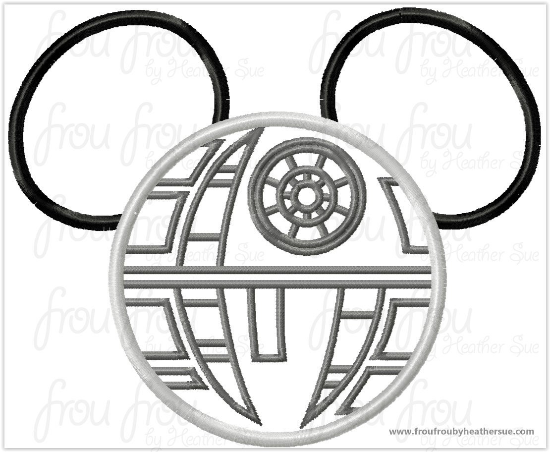 Death Circle Mister Mouse Head Ship Space Machine Applique Embroidery Design Multiple Sizes, including 1&quot;-16&quot;
