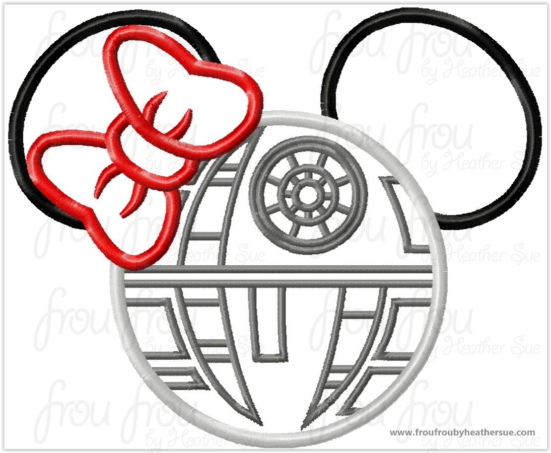 Death Circle Miss Mouse Head Ship Space Wars Machine Applique Embroidery Design Multiple Sizes, including 1&quot;-16&quot;