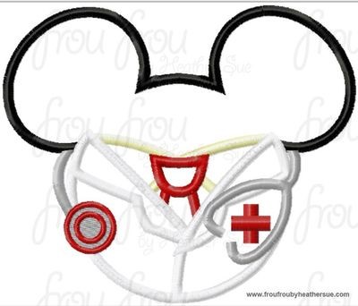 Doctor with Stethoscope Mister Mouse Head Machine Applique Embroidery Designs, multiple sizes including 4 inch