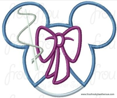 Fairy Goodmother Princess Miss Mouse Head Machine Applique Embroidery Design, Multiple Sizes NOW INCLUDING 4 INCH