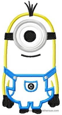 Monion with one eye Machine Applique Embroidery Design, multiple sizes including 4 inch