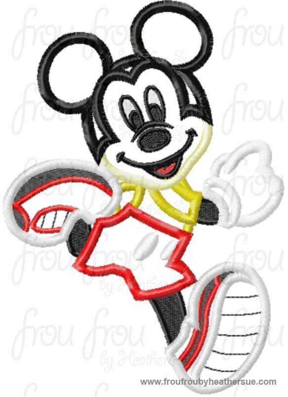 Running Mister Mouse Marathon Race Machine Applique Embroidery Design, multiple sizes including 4 inch