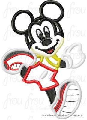 Running Mister Mouse Marathon Race Machine Applique Embroidery Design, multiple sizes including 4 inch