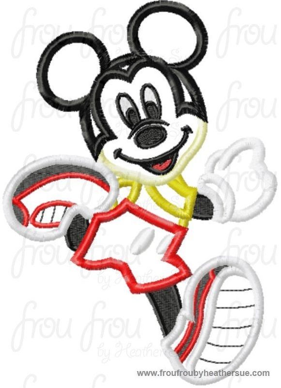 Running Mister Mouse Marathon Race Machine Applique Embroidery Design, multiple sizes including 4 inch