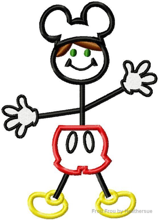 Stick Boy Mister Mouse Machine Embroidery Design, multiple sizes including 3, 4, 5, 6, 7, 8, and 9 inch