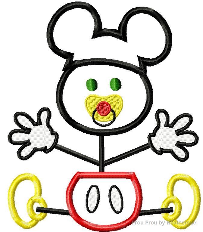 Stick Baby Boy Mister Mouse Machine Embroidery Design, multiple sizes including 1.5, 2,3, 4, 5, 6 inch