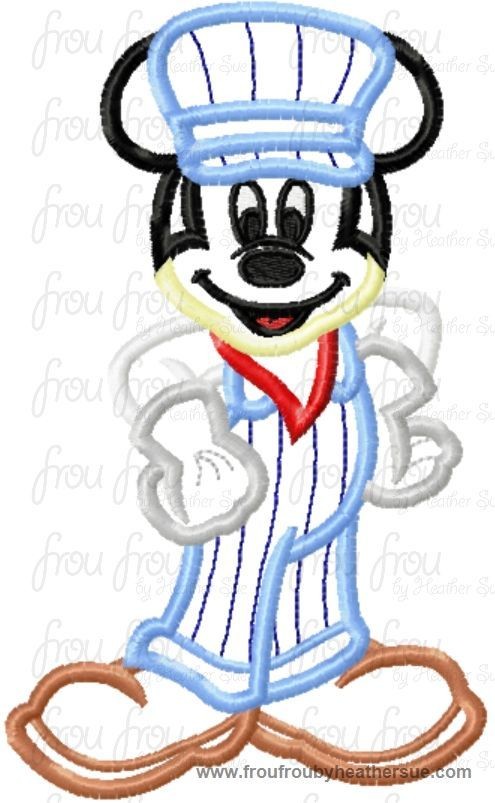Train Conductor Mister Mouse Full Body Machine Applique Embroidery Design, Multiple Sizes- including 4 INCH