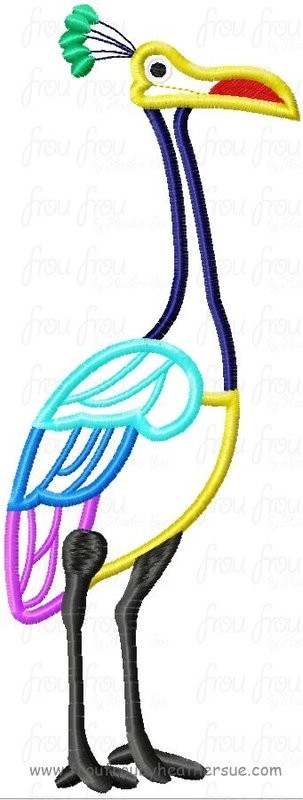Kev Bird U.P. Embroidery Machine Digital Applique Design, Multiple Sizes- 2, 3, and 4 INCH filled and 5x7 and 6x10 applique versions
