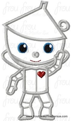 Tinman Oz Little Cutie Machine Applique Embroidery Design, Multiple Sizes , including 4 inch