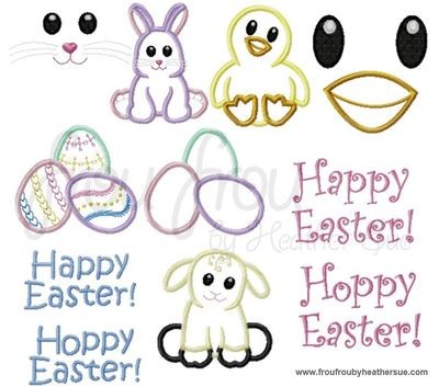 Easter SEVEN design SET Machine Applique Embroidery Designs, multiple sizes, including 4 inch