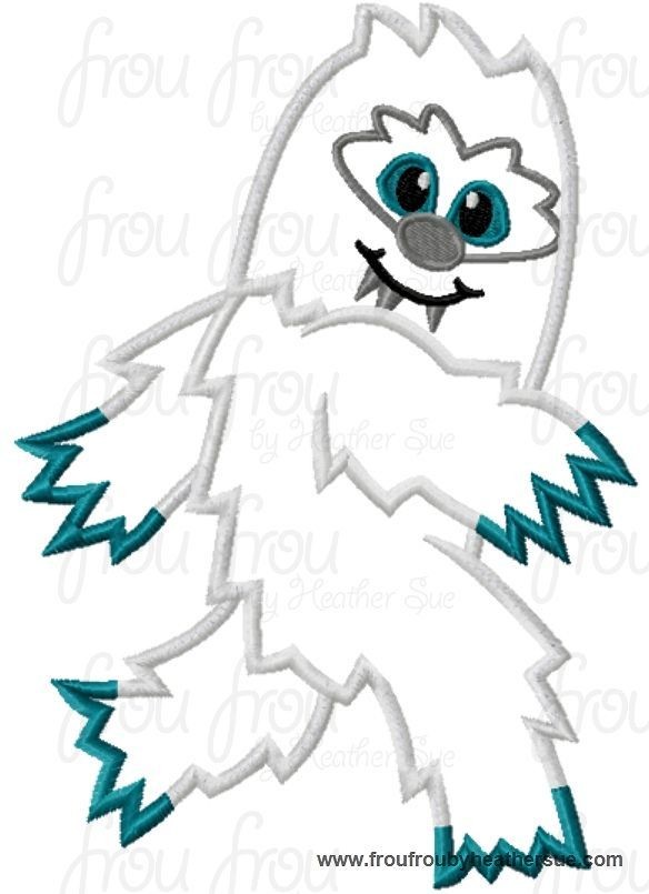 Running Yeti Cutie Mount Everest Challenge 5K machine applique Embroidery Design, multiple sizes- including 4  inch