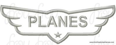 Plane Logo Machine Applique and filled Embroidery Design, Multiple sizes including 4 inch