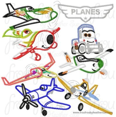 Planes EIGHT Design SET Airplanes Machine Applique Embroidery Design, Multiple sizes including 4 inch