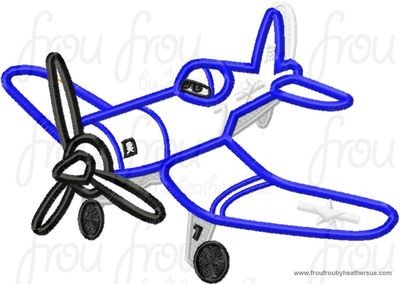 Spark Plane Airplane Machine Applique Embroidery Design, Multiple sizes including 4 inch