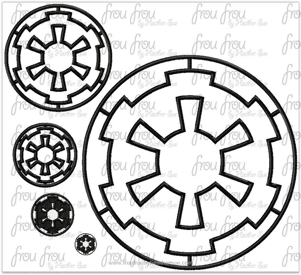 Imperious Symbol Space Wars Machine Applique Embroidery Design Multiple Sizes, including 1&quot;-16&quot;